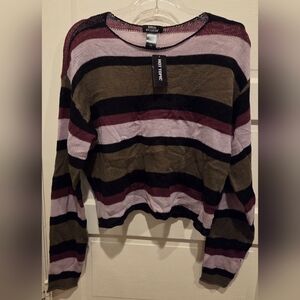 Hot Topic Black, Brown, and Pink Striped Sweater. New.  Size M.